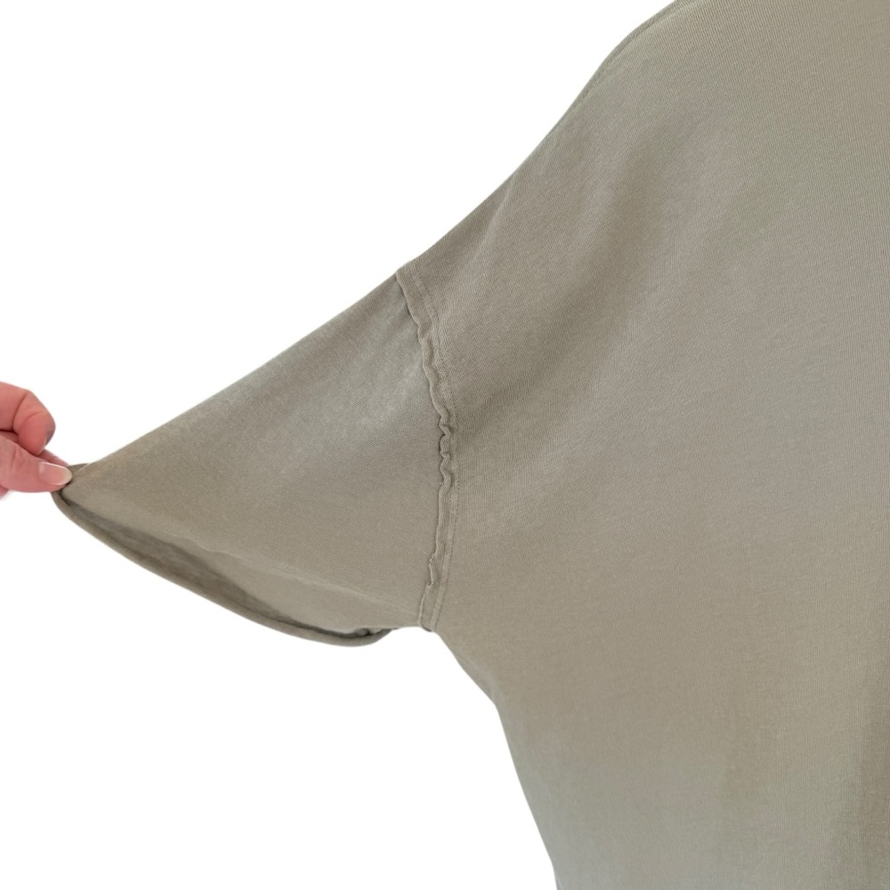 We The Free Oversized Tee Short Sleeve Khaki Green Womens M Rolled Hem Boho - Picture 4 of 10